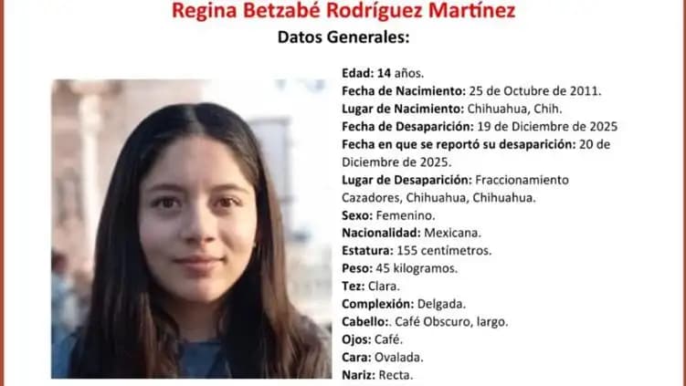 Buscan a Regina Rodríguez desaparecida en Chihuahua capital