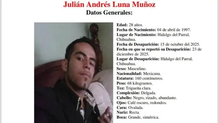 Buscan a joven desaparecido desde octubre en Parral