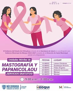 Campaña de salud llevará mastografías gratuitas a mujeres de Meoqui
