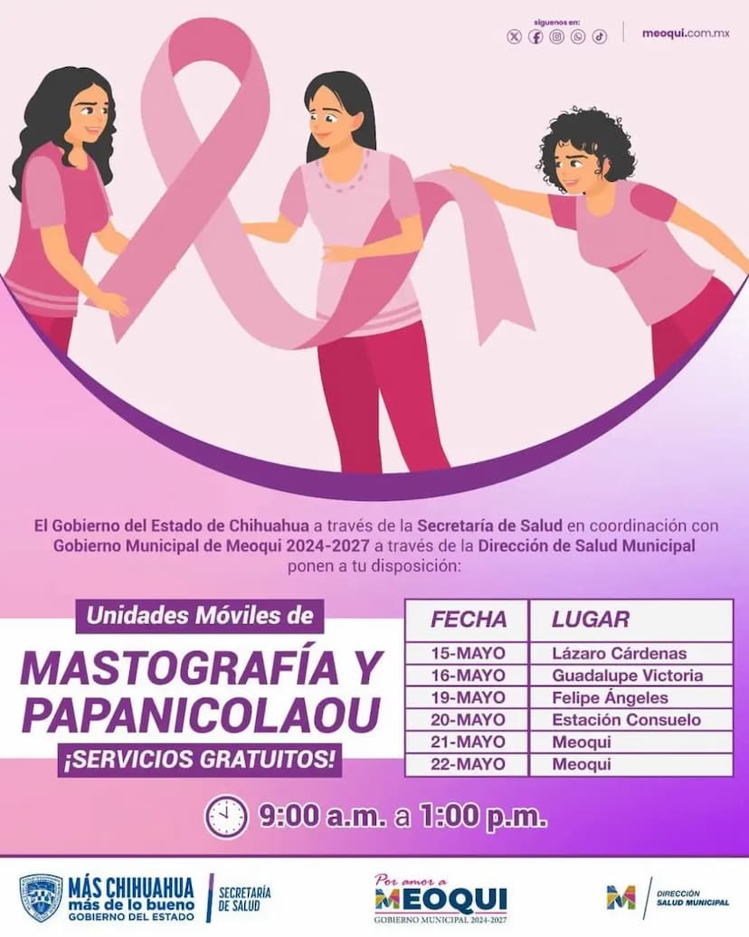 Campaña de salud llevará mastografías gratuitas a mujeres de Meoqui