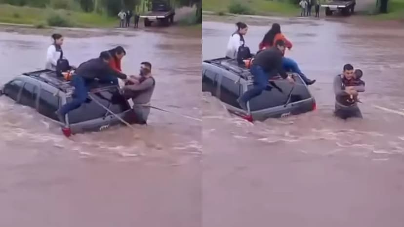 Rescatan a familia atrapada en río de Bocoyna