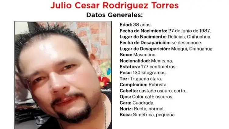 Buscan a Julio Rodríguez desaparecido en Meoqui