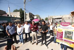 Entrega Cruz Pérez Cuéllar calles en el suroriente parte del programa Mejoramiento de Vialidades