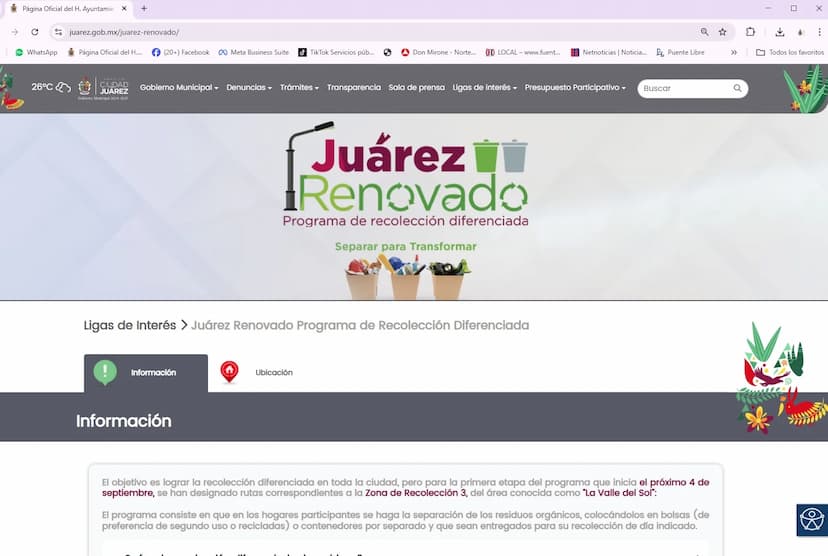 Juárez impulsa separación de residuos con programa renovado