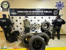 Capturan a ladrón de llantas en Parral
