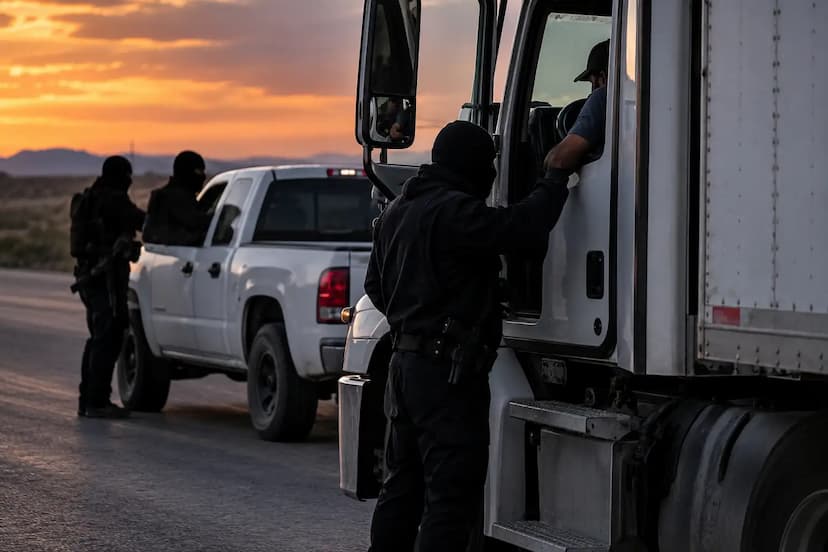 Encapuchados interceptan y “revisan” a transportistas en Villa Ahumada
