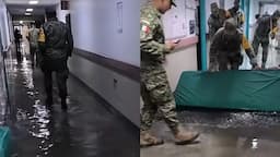 Soldados limpian Hospital 6 del IMSS tras inundación en Juárez