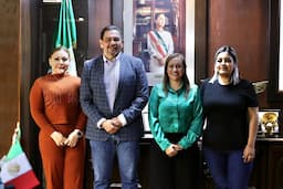 Recibe Cruz Pérez Cuéllar a Presidente Municipal a la alcaldesa de Nuevo Casas Grandes