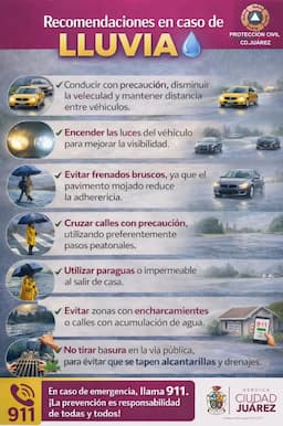 Pronostican lluvias ligeras a moderadas y rachas de viento para las próximas horas en Ciudad Juárez