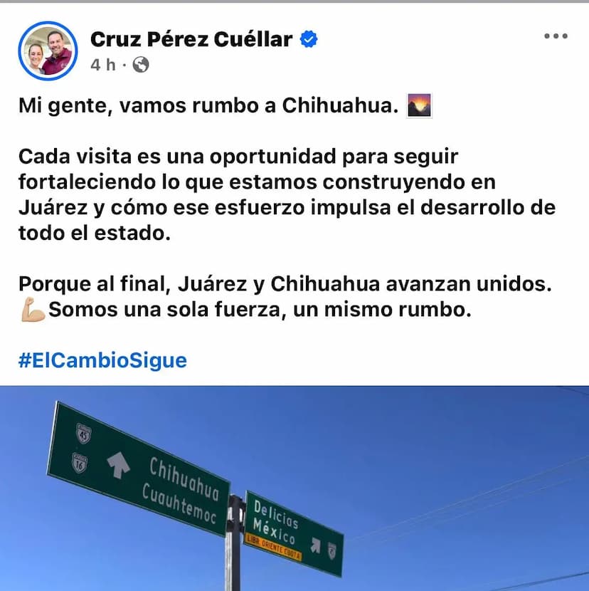Pérez Cuéllar viaja a Chihuahua para gestionar proyectos estatales