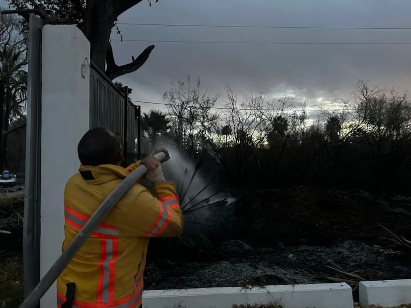 Controlan incendio de tule en lago Colina