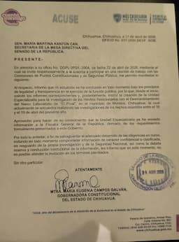 Maru Campos declina participar en reunión de trabajo en el Senado para no comprometer investigaciones en curso