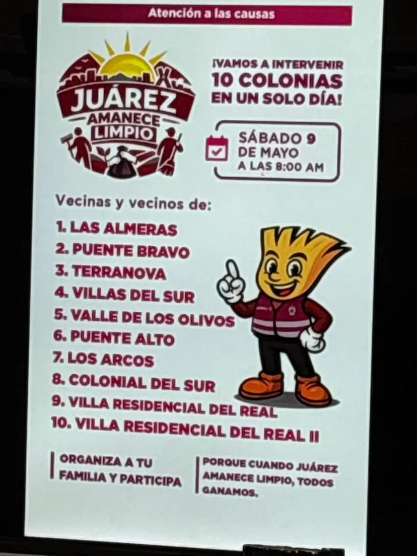 Invitan a sumarse a "Juárez amanece limpio" en sector Terranova