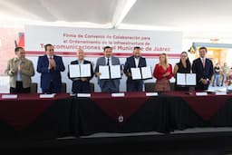 Formalizan Cruz Pérez Cuéllar y Canieti convenio para regular cableado aéreo