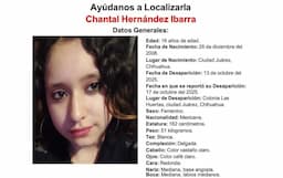 Buscan a Chantal, desaparecida en Juárez