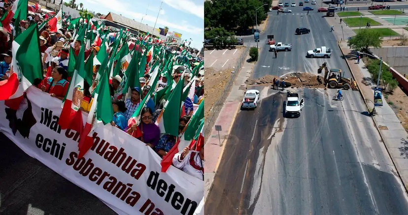 Denuncian bloqueos ilegales en marcha de Chihuahua